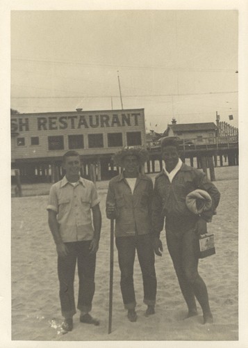 Bob Gillies, Harry Mayo, Don Patterson at Cowell Beach