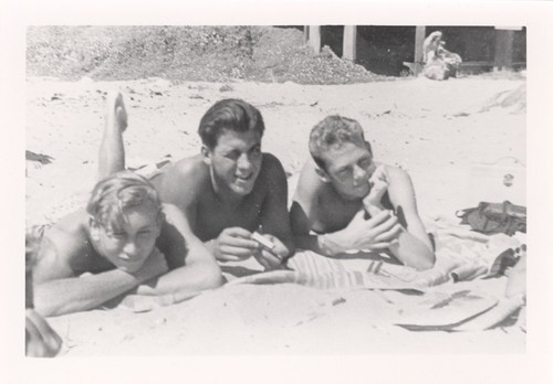 Ted Schultz, Richard Kirby, Rod Atchison at Cowell Beach