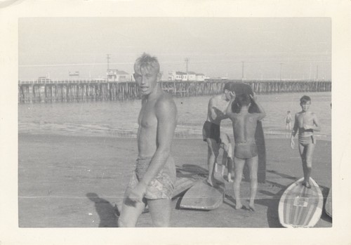 Rich Thompson, James Alumbaugh, Harry Murray, Donny Hart at Cowell Beach