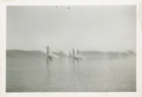 Alexander "Pinky" Pedemonte, Lloyd Ragon, and Harry Murray at the San Lorenzo River mouth