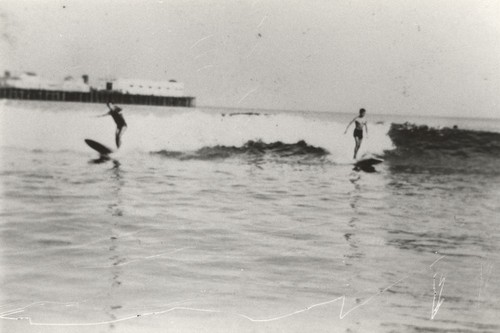 Dave "Buster" Steward, Alex "Pinky" Pedemonte at Cowell Beach