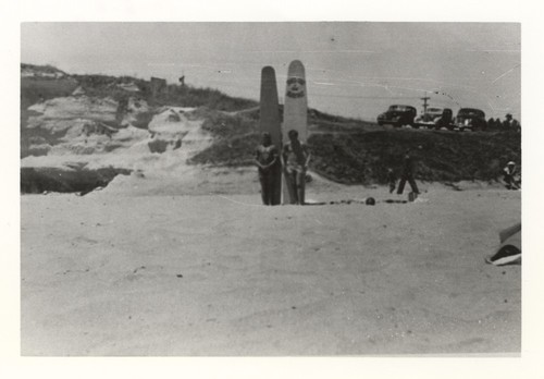 Unidentified surfers at Cowell Beach