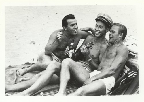 Claude "Duke" Horan, Dick "Andy" Anderson, Jack Windsor - San Jose State people - at Cowell Beach