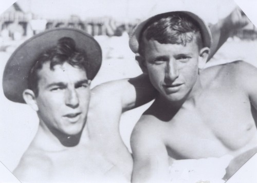 Harry Mayo, Bob Gillies at Cowell Beach