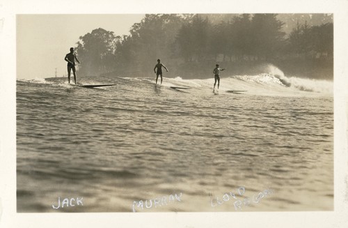 Jack Moore, Harry Murray, and Lloyd Ragon at Cowell Beach