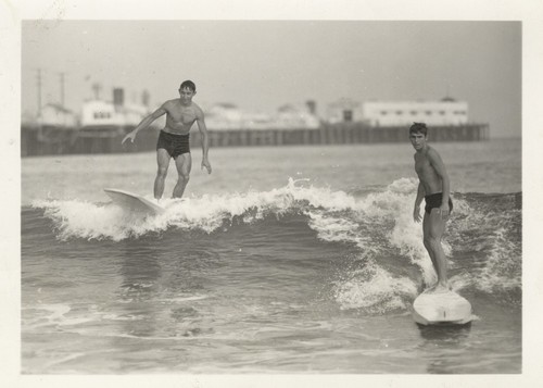 Alex "Pinky" Pedemonte and Harry Mayo at Cowell Beach