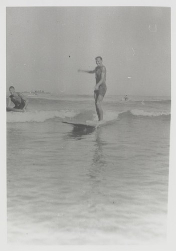 Fred Hunt, Eugene "Jeep" Allen at Cowell Beach