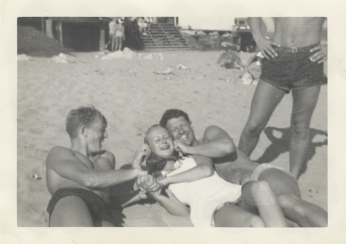 Bob McCullah, Betty Nichols, Lloyd Hooper at Cowell Beach