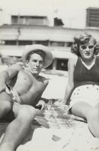 Harry Mayo, Barbara Merrell at Cowell Beach