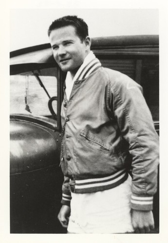 Blake Turner with automobile at Cowell Beach