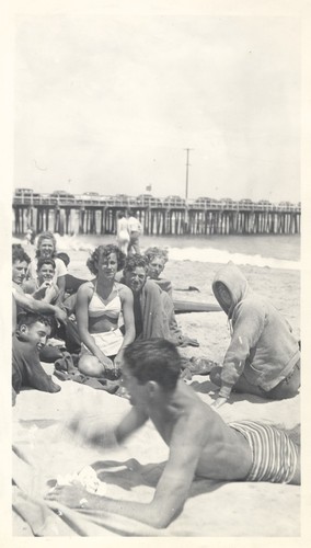 Gathering at beach: rear- Nellie Patterson