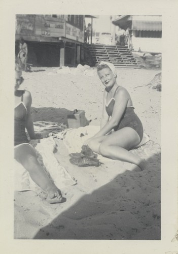 Clare Thurwachter, Joan Porter at Cowell Beach