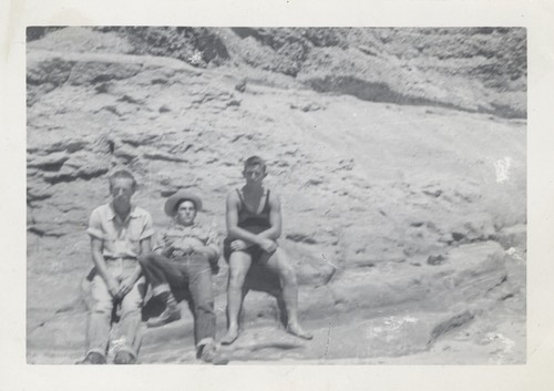 Harold Goody, Harry Mayo, and Bob Gillies at Cowell Beach