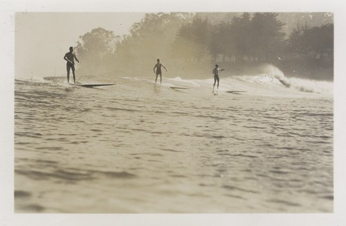 Jack Moore, Harry Murray, and Bill Grace at Cowell Beach