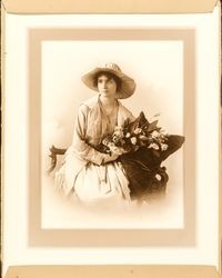 Elizabeth Burbank Portrait with Hat and Bouquet