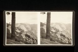 Stereoscope card (Stereographic)--North Dome from Glacier Point Trail, Yosemite National Park