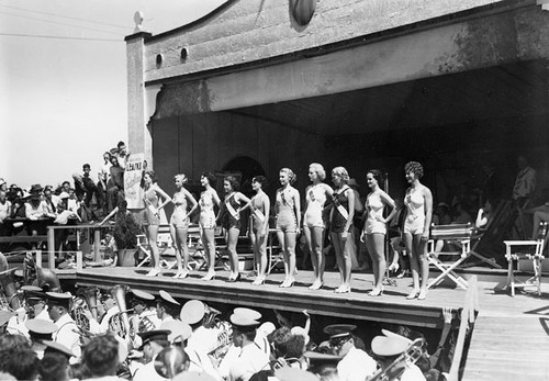 Miss California Pageant contest on the Boardwalk beach bandstand