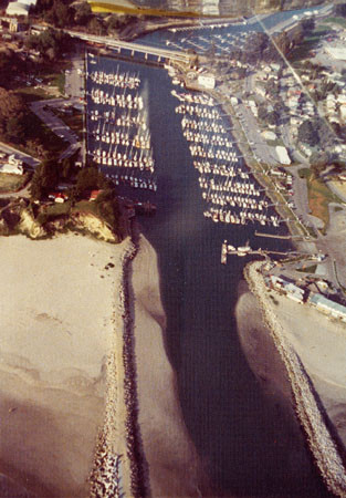 Santa Cruz Yacht Harbor, with entrance to marina