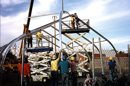 Putting up a temporary pavilion