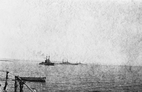 Three battleships, part of the Great White Fleet