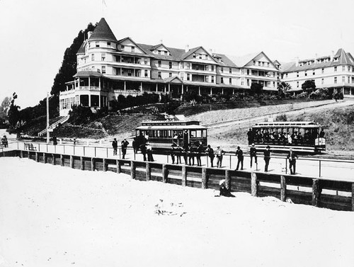 Streetcars No. 6 of the Santa Cruz Electric Railway and No. 13 of the Santa Cruz, Capitola and Watsonville Railway