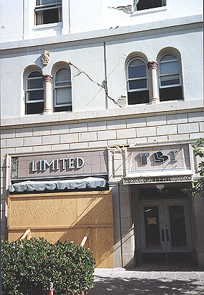 Cracks in the the Palomar Hotel building