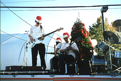 Band at parade celebrating downtown's revival