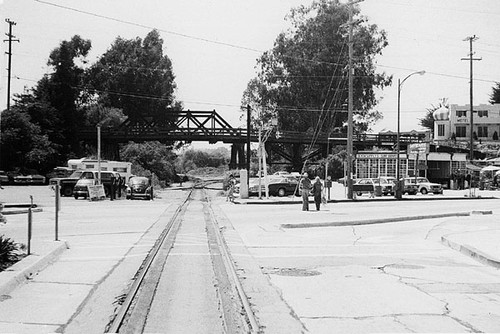 Bay Street railroad bridge over Southern Pacific railroad tracks