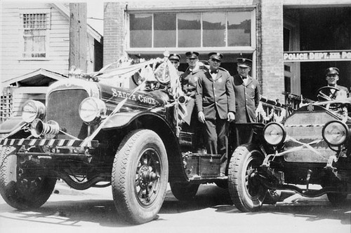 Fire truck decorated for the 1929 Fourth of July parade