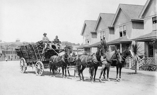 Eli Wood and Robert Wood, delivering wood to the Capitola Hotel