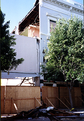 "Hotel Metropole," partially demolished building