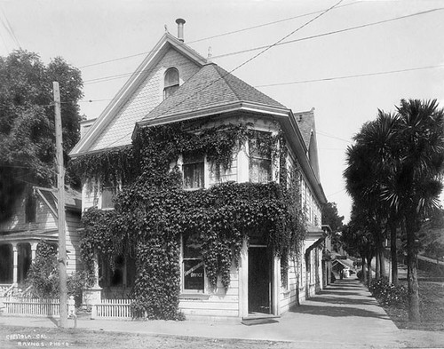 Ivy-covered building at the corner of Monterey Avenue and Capitola Avenue