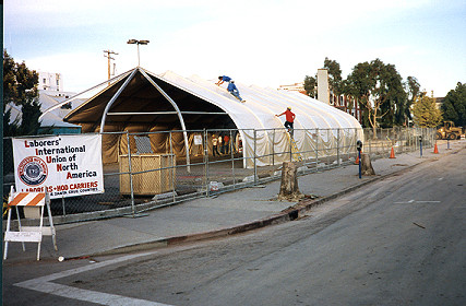 Building pavilions for displaced businesses