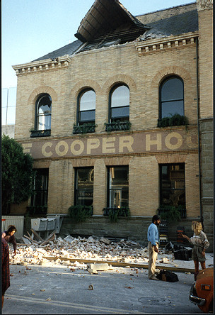 Cooper House with fallen masonry