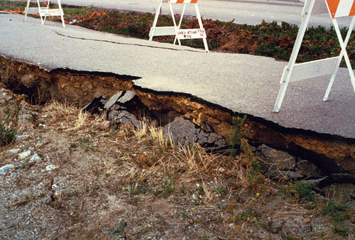 Street damage from the Loma Prieta earthquake