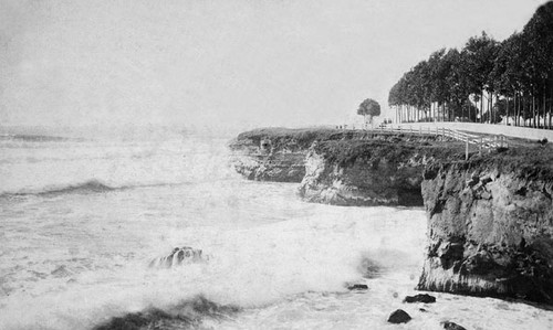 Ocean waves along West Cliff Drive, with Phelan estate