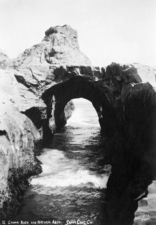 Ocean cliffs, with "Crown Rock" and a natural arch