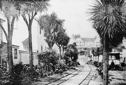 Streetcar tracks in the Santa Cruz beach area