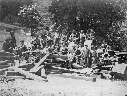 Men at an unidentified lumber mill