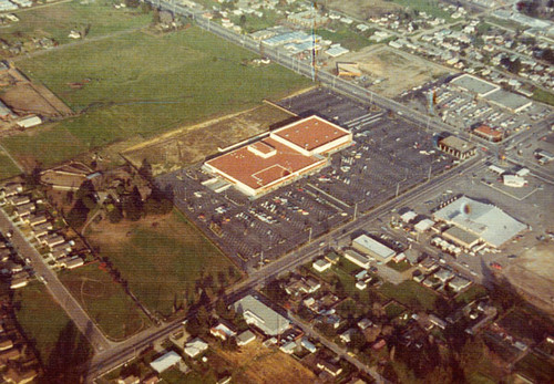 Aerial view of the site of Capitola Mall and surrounding area