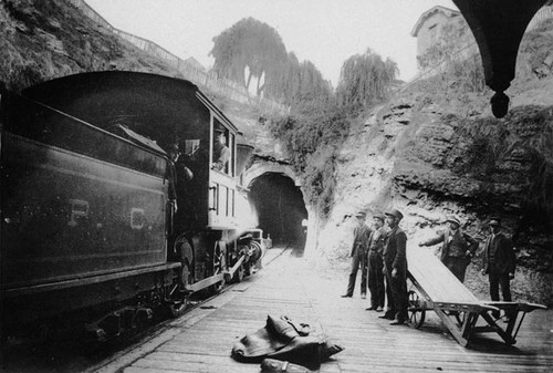 South Pacific Coast train in front of the Mission Street tunnel