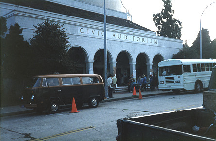 Buses outside the Civic Auditorium