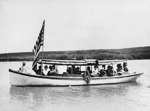 Group in a motorboat