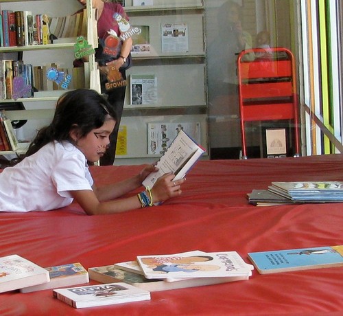 Enjoying the reading bench