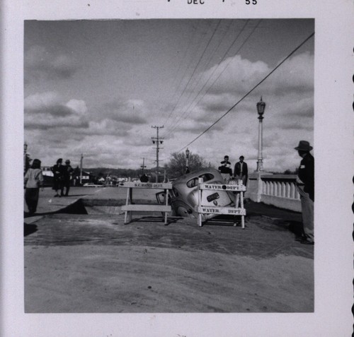 1955 Flood - Car on Bridge