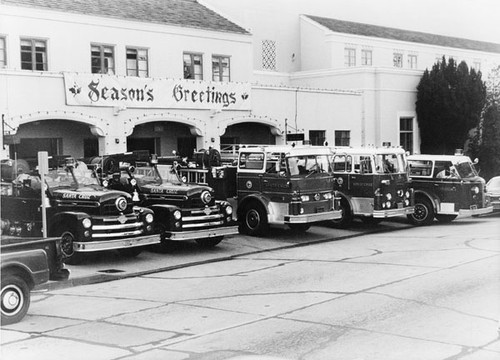 Santa Cruz City fire engines in front of fire station (No. 1)