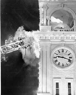 Santa Cruz City fire fighters at the Town Clock fire