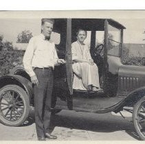 Myron Hotchkiss in Model T Ford