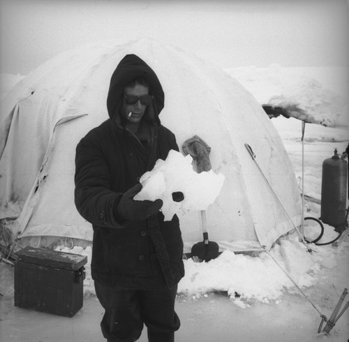 Eugene N. Gruzov with collected Antarctic sponge