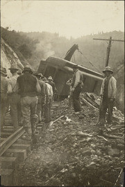 Scene of a train derailment